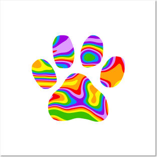 RAINBOW Puppy Paw Print Posters and Art